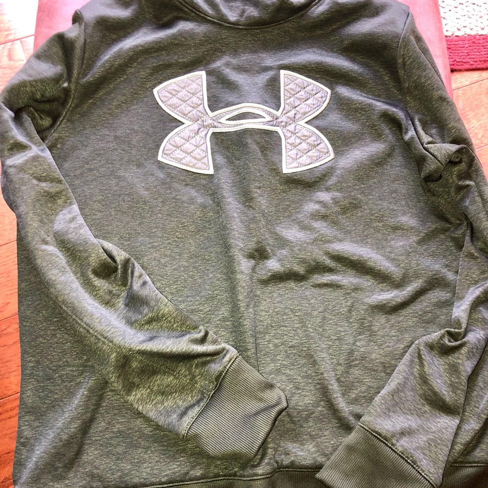 Under armour Olive Green Fleece Pullover with White Logo Tag